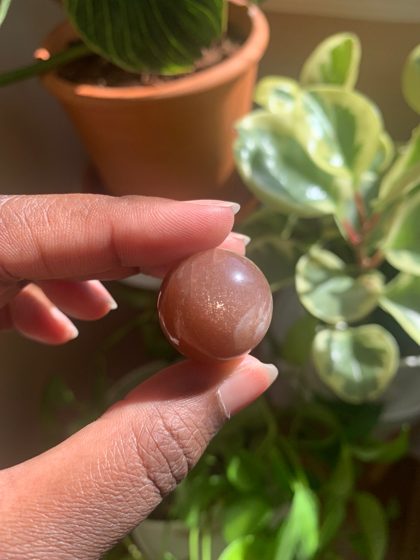 Mini Peach Moonstone Spheres